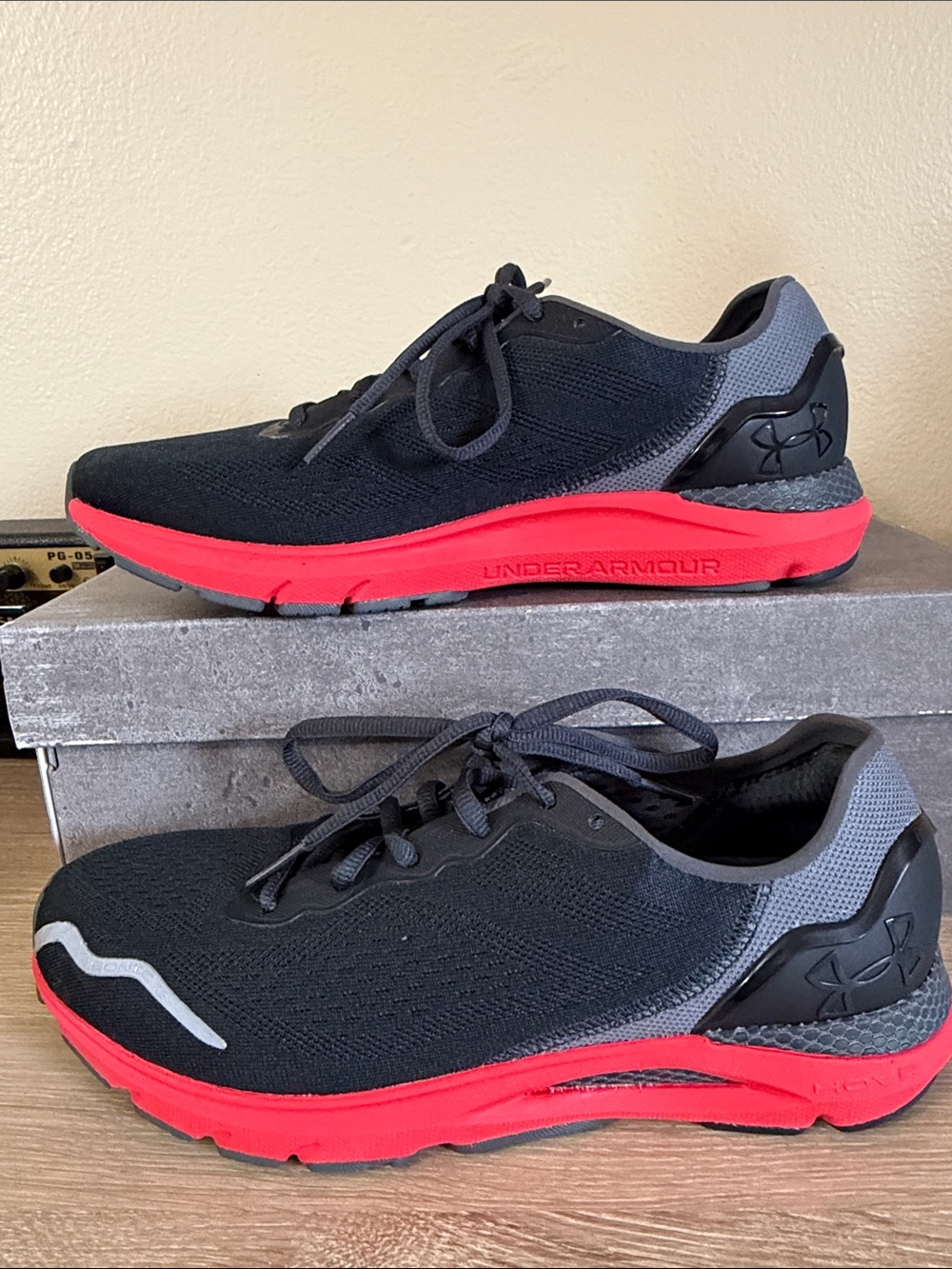 Under Armour Men’s Black & Red Low-Top Running Sneakers